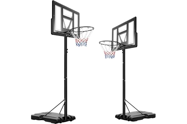 Panier de Basket-Ball Portable, Hauteur réglable de 230 à 304 cm, Panier de Basket avec Support, Pied à remplir d'eau et de Sable pour extérieur, intérieur