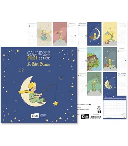 Calendrier Perpétuel Des Anniversaires Kiub Le Petit Prince (21x27cm) - Pêche Aux Étoiles - Version Bilingue Français Anglais