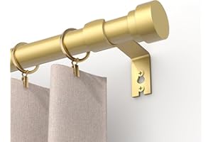 Ueuttiy Curtain Poles 40-190cm (16-75"), Extendable Gold Curtain Pole for Eyelet Curtains, 26mm Diameter Metal Door Curtain Rod Includes Brackets and Fittings Set