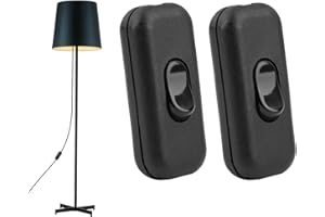 DEWFIGS ㅤ Lot de 2 Interrupteurs Torpedo Noirs, Interrupteur Bi-polaire, Interrupteur à Bascule Bipolaire 6A 250V, Interrupteurs pour Lampes de Bureau et Chevet, Interrupteur Compatible Lignes 2/3 Conducteurs