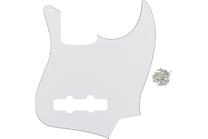 FLEOR 10 Hole JB Bass Pickguard 3Ply Scratch Plate without Truss Rod Notch for Standard 4 String Model JB Bass Guitar, White