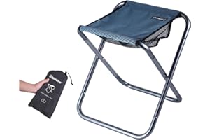 Azarxis Tabouret de Camping Pliant Siège de Plage Pliable Petite Chaise Portable Tabouret de Pêche Léger avec Sac de Transport pour Randonnée Voyage BBQ (Bleu - L)