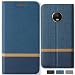 Produktbild Lively Life Motorola Moto G5 hülle – Premium Luxuriös PU lederhülle[Vollständigen Schutz] [Kreditkartenfach] Folio Flip Tasche Schutzhülle im Denim Pattern für Lenovo Moto G5(Denim-Blue)