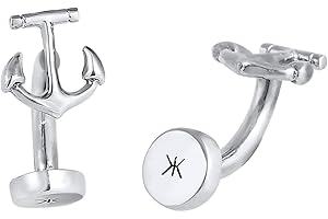 kuzzoi - Gemelli da uomo con ancora, in argento Sterling 925 lucidato, per camicia, idea regalo per matrimonio e compleanno, colore: argento