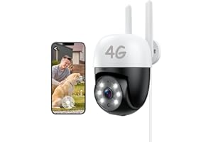 AMOROM 3G/4G LTE No Wifi Outdoor Security Camera with SIM Card, Motion Tracking, Color Night Vision, Real-Time Alerts & 24/7 Recording, IP66 Waterproof