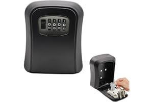 JEZIORO Key Safe Wall Mounted,Combination Lock Box Outdoor Security Code Lockbox,Keysafe Case House Keys Safety Boxes,with 4 Digit Password Safes,Metal Anti-Theft Keylock,Portable Mounte for Outside Indoor