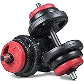 ECG Sports 21 KG (2x10.5kg) Multifunctional Grip Plate Dumbbell Set Red - black