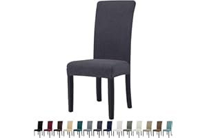 ‎YSTELLAA YSTELLAA Stuhlhussen 4er Set, Stretch Stuhlbezug Für Esszimmerstühle, Abnehmbarer Waschbarer stuhlhusse, Stuhlbezüge Elastisch, Hussen Für Stühle Für Hotel, Küche Restaurant, Grau