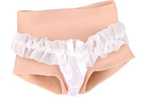 YEEFAIRY Culotte Silicone Réaliste avec Tuyau, Crossdresser Slip Fessier Faux Vagin Hanches Pantalon Transgender Fausse Chatte Fesse Féminisé pour Hommes Travesti
