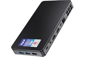 MeLE Overclock4C Mini PC, N100 16GB 512GB, Trippelskärm 4K, USB-C,för IoT | N100 upp till 3.4GHz, 16GB RAM, SSD, dubbel HDMI+USB-C triple 4K display, Wi-Fi 5, BT5.1, VESA-fäste, digital skyltning