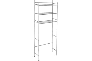 Honey-Can-Do Over-the- Toilet Storage Shelf, 3 Tiers, Steel, Chrome, 45 lbs