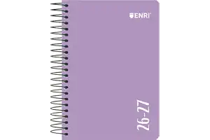 Enri, Agenda 2026 2027 Día Por Página, Tapa Plástico, 12 x 18 cm, Español, Color Malva