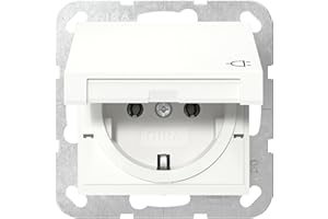 Gira 445403 SCHUKO-Steckdose mit Klappdeckel System 55 Reinweiß glänzend