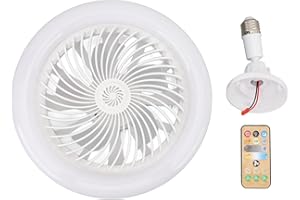 ELPRICO Wentylator Sufitowy E27 z Pilotem - Niskoprofilowy ze Światłami 30 W dla Małych Przestrzeni, Sypialnia, Biuro W Domu