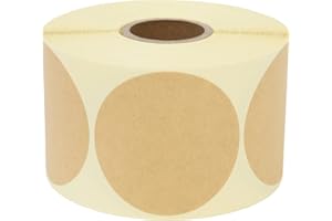 Prolac Markierungspunkte – 500 Stück Bunte Klebepunkte auf Rolle, 50x50 mm - Kraftpapier Braun, Glue Dots, Selbstklebende, Runde Aufkleber perfekt für Kennzeichnung im Büro, Sticker rund