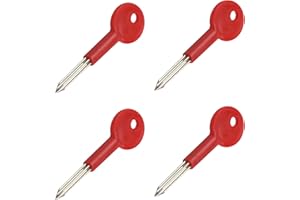 GAAINES 4 Pcs Zinc Alloy Security Frame Bolt Star Key with Red Plastic Handle for Door and Window Lock Replacement, Universal Six-Star Metal Fire Key