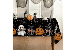 Artoid mode prickar jack-o'-lantern spöke katt halloween bordsduk 140 x 200 cm, säsongsbetonad Boo fläckskydd bordslinne kök