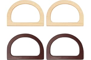 UTMACH 4 Piezas Asas de Madera para Bolsos Asas de Madera de Mano en Forma de D Manijas de Repuesto para Bolsas Asas de Madera para Bolso Hecho a Mano,Bolsas de Playa,Bolsas de Paja