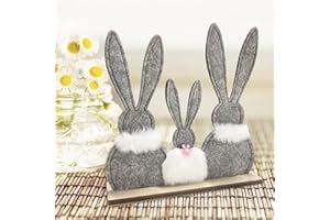 BSEICAL Osterhasen Deko Groß Filz, Osterdeko Holz Figuren Hase, Ostern Deko Tisch Set, Osterdeko Modern Niedliche, Ostern Dekoration Innen, Deko zum Hinstellen Aufsteller für Garten Spring Natürlich Holzhase