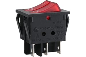 CABLEPELADO Interruptor doble basculante,Interruptor 2 posiciones,Interruptor 6 vias,Interruptor 6 pines,Interruptor 6 terminales,Interruptor ON/OFF SPST,16 A 250 VAC | 20A 125VAC,Rojo sin Luz