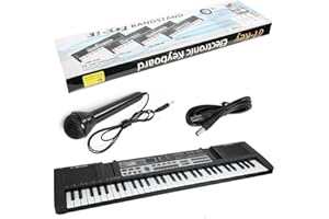 Ccarzzi 61-Key Electronic Keyboard Piano with Microphone - USB Cable, Dual Power Support, Beginner Kids Digital Piano for Music Education and Party