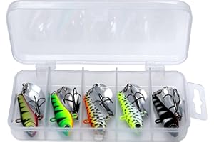 RUNYU® 5 PCS Leurres de Pêche - Jig Spinner - 20g - Leurre pour Perche, Brochet, Truite, avec Boîte à Appâts