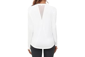 Gyabnw Camiseta Deportiva Mujer Camisa de Manga Larga con Cuello Redondo para Fitness Yoga Correr y Pilates