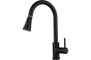 MILOT Kitchen Sink Taps Mixer with Pull Out Spray | 360°Swivel Single Handle | 3 Spray Mode | Brass Pull Out Spray Single Handle Kitchen Tap | Matte Black