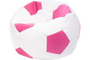 Ecopuf Pouf Calcio M - Pouf calcio in similpelle - Ideale per tifosi - soggiorno - bambini - Poltrona da gioco - 65x45cm, Rosa E5