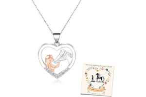 BOCHOI Collana Ragazza Regali per Ragazze Collana D'argento per Bambine Ciondolo a Forma di Cuore di Ragazza con Cavallo Regalo per Figlie, Nipoti e Bambine Donna