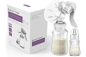 NEO10TEN Manual Breast Pump & Breastmilk Storage Bottle, Adjustable Suction Silicone Hand Pump Breastfeeding, Small Portable Manual Breast Milk Catcher Baby Feeding Pumps & Accessories