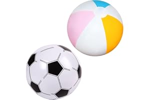 QIANFENG 2 Stück Wasserball,Wasserball Aufblasbar,Spielzeug Pool Wasser,Wasserbälle Aufblasbare für Kinder Beach,Strand Aufblasbarer,Aufblasbares Groß Strandball Fussball 40cm,für Schwimmbad Beachhandball