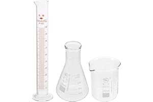 Scicalife Scientifique Verre Bécher en Verre Cylindre Conique Flacon Gradué Tube De Mesure Laboratoire De Chimie Verrerie 1 Ensemble