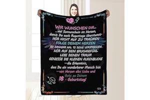 PJLJC 18.Geburtstag Mädchen, Geschenke für 18 Jährige Tochter Schwester Freundin, Spaßgeschenk zum 18. Geburtstag, Personalisierte Nachricht Geburtstag Geschenke Decke, Flauschige Kuscheldecke 150*200cm
