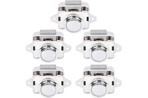 LESOLEIL Cerradura Puerta Boton - Cierre Pulsador de Armario Bloqueo Push para Autocaravana Camper Caravana Barco 5 Piezas, Plata