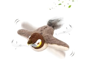HTGWCG Jouet pour Chat Volant Oiseau Electrique, Jouet pour Flying Bird Interactif pour Chat Réels battements et gazouillements comme Un Oiseau, Rechargeable, avec Herbe àChat