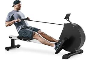 LIFERUN Wioślarz do domu z 8 stopniami, wioślarz składany, z 4 kg masy zamachowej i wyświetlaczem LCD do treningu domowego, nośność 100 kg (czarny)