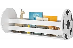 M MAYDA Estantería de pared para niños, estantería para libros, estantería de madera, estantería para libros, fútbol, 59,6 x 25 x 25 cm