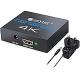 eSynic 2 Way 4K HDMI Splitter Ultra HD 4K HDMI Amplifier 1 in 2 Out Splitter Support over Ver 1.4 Signal 1080P 3D Compatible