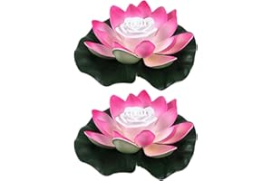 Yeehliny Schwimmende Lotuslichter, LED Wasserdichte Solar Seerosen Schwimmende solarleuchten Lotusblumen-Nachtlampe Lotusblüte Lotusblatt Teichlicht für Pool Teich Garten Deko (18CM-2PC-Rosa)