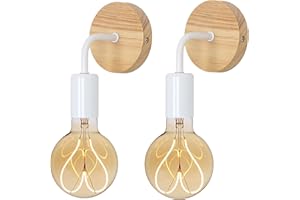 Tealight Aplique pared interior 2 Piezas, Lámpara de Pared Vintage de Madera Industrial, E27 Vintage Iluminación de Pared Para Dormitorio, Sala, Pasillo (Bombillas no Incluidas)