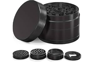 MAKOTO NOBU Grinder 50 mm Spezie Macina Tritino,Grinder Metallo, portatile,Coperchio Magnetico, 4 strati, lega di zinco, per spezie(Nero)