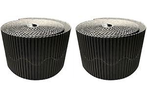 3 Ace Crafts (Pack of 2) Corrugated Display Borders Roll (Black) Size 57mm x 15m - School Classroom Decoration, Bulletin Boards & Crown Making Crafts, Scalloped Edge Border Rolls Fade Resistant