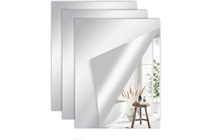 Taiyeestar Pack of 3 Self-Adhesive Tile Mirrors for Sticking, 40 x 30 cm, Flexible Mirror Film, Adhesive Mirror, Acrylic Mirror for Walls, Doors, Bathrooms and Cabinets