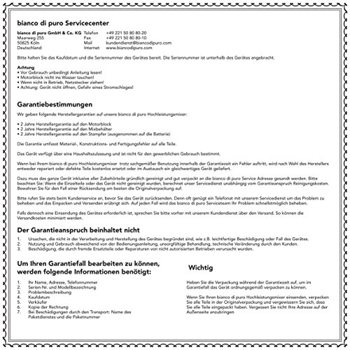 Standmixer Bianco Piano Schwarz inkl. Reinigungsbürste und Rezeptbuch - 5