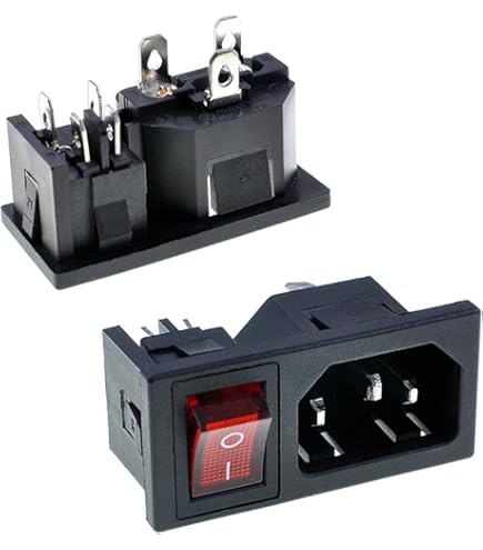 1 Stks 10A 250V 3Pin IEC320 C14 Inlaat Module Zekering Met Schakelaar Mannelijk Stopcontact Rood