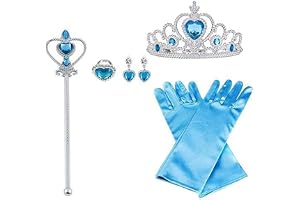 Vicloon 8 delar Princess Kostymtillbehör med fläta/ring/örhängen/handskar/tiara/trollstav för cosplay julfest födelsedagsfest