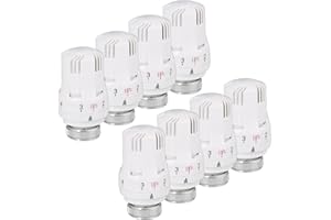 LOEPENLE 8Pcs Testa Termostatica,Valvole Termostatiche per Termosifoni,M 30 x 1,5 Valvola per Radiatore con Posizione Zero,Smart Valvola del Radiatore,Termostato per Ufficio Casa con Funzioni di Regolazione