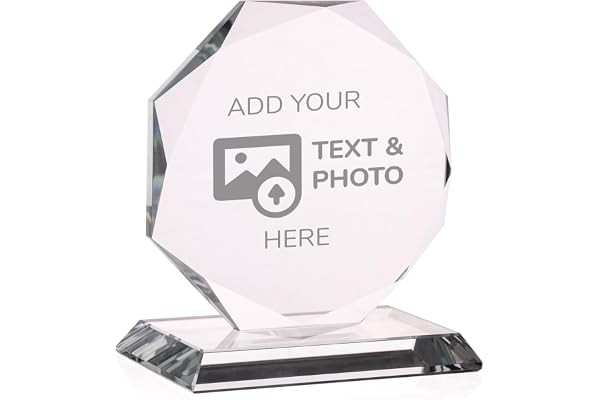 Wanapix | Trophée Personnalisé avec Nom et Texte | Verre Gravé | Trophée Personnalisé | Boîtier de Rangement Inclus | Octogonal