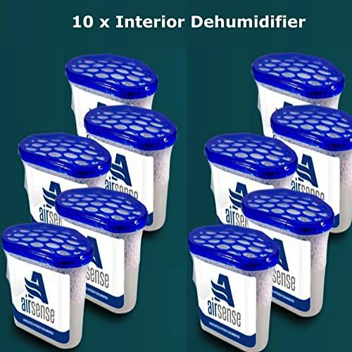 Airsense Interior Dehumidifier, 500 ml, Pack of 10 Dehumidifiers, Moisture Absorber, Damp, Mould Mildew, Condensation